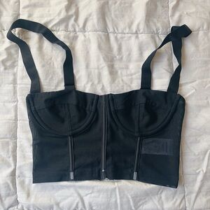 black corset mesh top